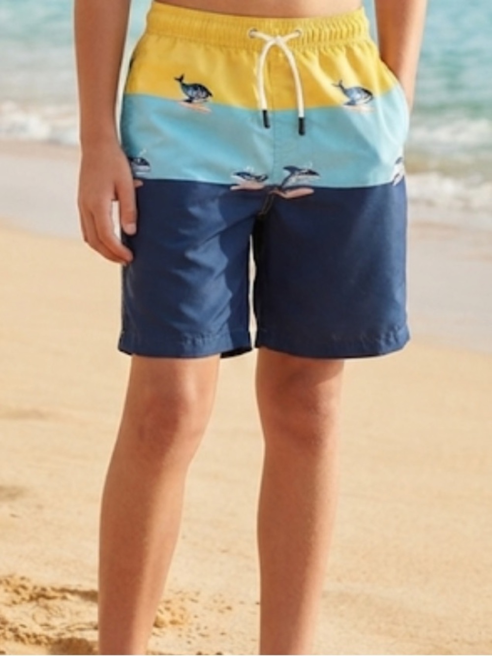 MAAMGIC Boys Whale Color Block Swim Trunks Swimsuit Size 10 / 12